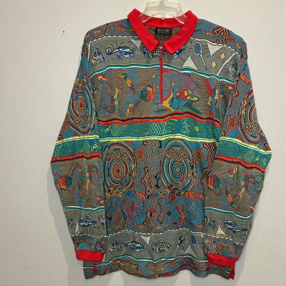 COOGI Men's Vibrant Abstract Button Down Shirt